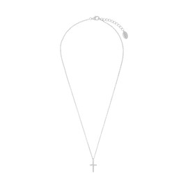 s.Oliver 2037783 Necklace with Pendant 925 Sterling Silver Girls Children's Necklace with Synthetic Zirconia 37 + 3 cm Silver Cross Comes in Jewellery Gift Box, Sterling Silver, Cubic Zirconia