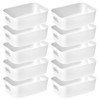 QWORK® 10 PCS White Plastic Storage Boxes with Handle 20.5