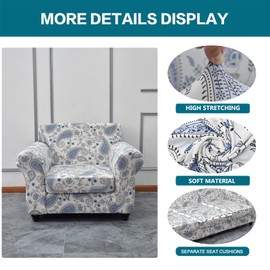 KRFOONN 2 Piece Chair Covers Printed Sofa Covers Couch Covers Washable Armchair Sofa Couch Slipcover Furniture Protector with Elastic Bottom for Living Room (Armchair, 19), Small
