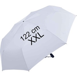 XXL Pocket Umbrella with Automatic Open/Close - Full Class - 122 cm Large Roof, White, Pocket umbrella XXL