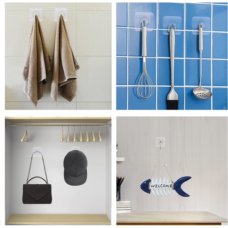 VESTURA Adhesive Screw Hooks for Wall Without Drilling, Adhesive Screw