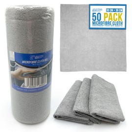 Microfibre Cloth Roll - Pack of 50, Easy Tear-Off Design, Lint Free Cloth, Super Absorbent, Very Soft Cleaning Cloths for Home, Kitchen, Office, Electronics, Car Cleaning - 30cm x 30cm