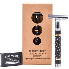 Maquinilla de afeitar de Seguridad Parker 65R Super Pesado de Doble Filo y 5 hojas de Parker