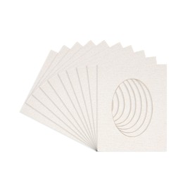 White Linen Canvas Acid Free 5x7 Oval Picture Frame Mat with White Core Bevel Cut for 4x6 Pictures - Fits 5x7 Frame - Pack of 25 Matboard Show Kits With Acid Free Backings & Clear Bags