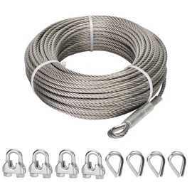 Mariocsa 1/2" Stainless Steel Cable 25FT, 7x19 Strands Wire Rope, 23000 lbs Breaking Strength, Stainless Steel Wire Rope with M12 Clips Clamp and Thimbles for Dock, Boat Lift Cable, Winch Cable