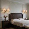 Pathson 2-Lights Linen Fabric Wall Sconce Light, Hardwired Double Curved