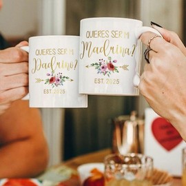 Quieres Ser Mi Madrina & Quieres Ser Mi Padrino 2025 Mug Set, Gold Foil Design Godparents Bautizo Recuerdos Juego Tazas, Madrina Padrinos Godparent De Bautizo Propuesta Taza De Café-151