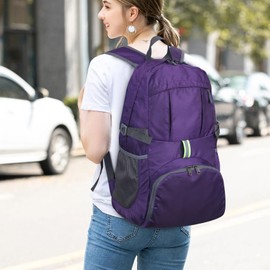 Yaopeing Lightweight Backpack,25L Foldable Hiking Packable,Water Resistant Travel Outdoor Shoulder Bag for Woman Men,Purple