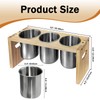 EcoDuck 3 Pack Utensil Holder, Stainless Steel Organizer with Wood