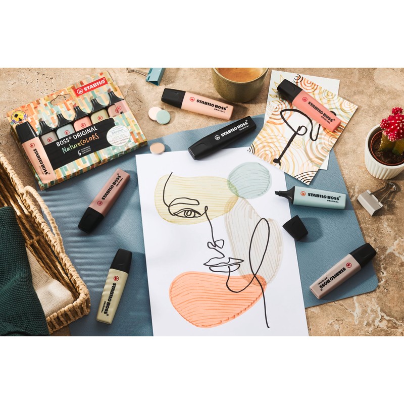 Highlighter - STABILO BOSS ORIGINAL NatureCOLORS - Pack of 4