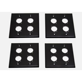 (4) Four Double Gang Blank Wall Plate Four XLR Male/Female "D" BLACK Steel