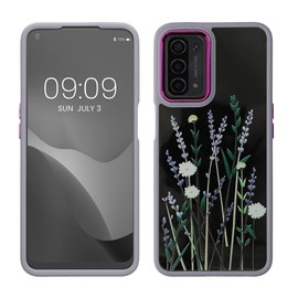 kwmobile Clear Hard Case Compatible with Oppo A74 (5G) / A54 (5G) - Case with TPU Bumper - Wild Flowers Lavender/Green/Transparent