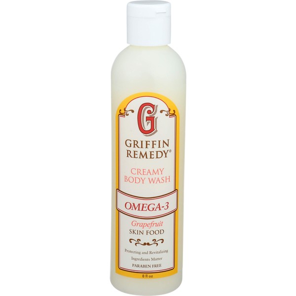 Griffin Remedy Omega - 3 Body Wash - Grapefruit Essential Oils and Organic MSM, Creamy, Moisturizing, All-Natural, Paraben-Free, Sulfate-Free 8 fl oz (Pack of 1)