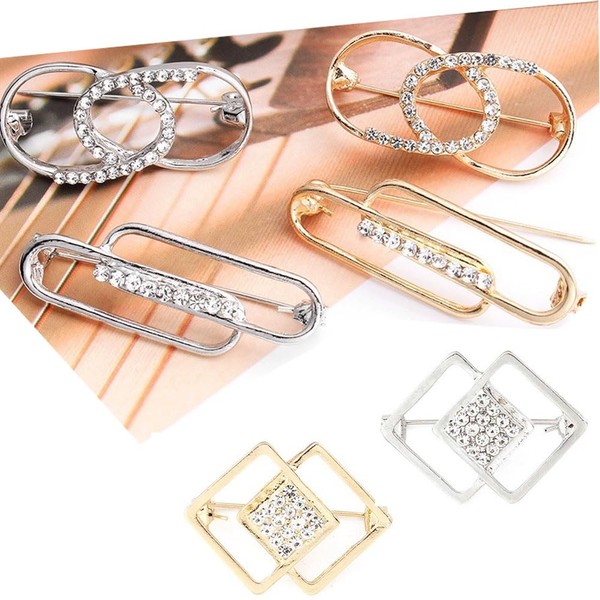 SSyang Pack of 6 Women's Lapel Pins, Rhinestone Geometric Brooches,