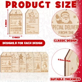 Threehoney 48 Pcs Christmas Wooden Gift Tag 2.4 x 4.3 Inch Wood Christmas Tree Hanging Ornaments Happy Holiday Gift Labels Tags with 32.8 Feet Yellow Jute Rope for Winter Party Packaging Decoration