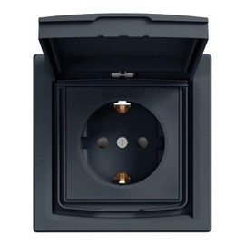 Asfora EPH3100371 Socket with Lid IP44 Anthracite