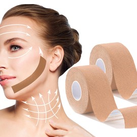 Snmzlc 2 Rolls Facial Myofascial Lift Tape Anti-Wrinkle Tape Patches Anti-Freeze Stickers for Firming And Tightening Skin Suits for All Parts of The Face and Neck 2.5cm*5m
