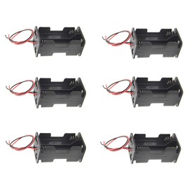 LAMPVPATH 6 Pcs 4 x 1.5V (6V) AA Battery Spring Clip Black Plastic 4 x 1.5V (6V) Battery Case Holder Box Black Red Wire Leads(Two Layers)