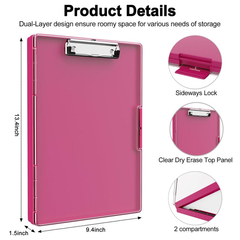 Clipboard with Storage, 8.5x11" Clip Boards with 2 Storage Case