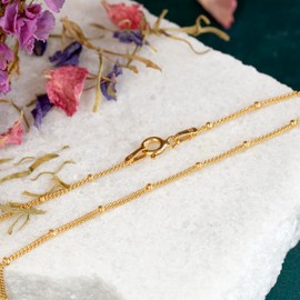 Tuscany Silver Women's Sterling Silver Yellow Gold Plated Vermeil 35 Curb And 2.3mm Ball Chain 46cm/18"