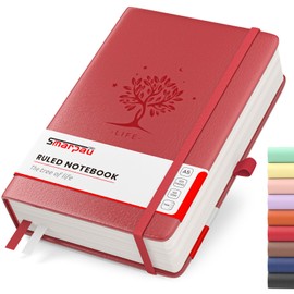 Smarpau Notebook A5 320 Pages Lined Notebook Thick Hardcover with Sticky Notes&Inner Pocket, 100gsm Paper Journals Notebook for Women Men Writing School, Office, Travel, 14.5 x 21cm - Red