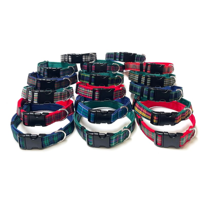 Tartan Dog Collar 25mm Wide Adjustable Comfortable Collar Small Medium