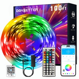 DAYBETTER LED Strip Lights 100ft, Smart Lighting with App Remote Control, RGB LED Lights for Bedroom, Music Sync Color Changing for Room Home Decor Party (1 Roll)
