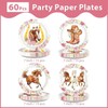 60Pcs Horse Birthday Paper Plates 7" Heavy Duty Paper Plates