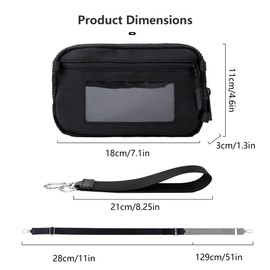 Crossbody Key Bag with ID Window, RFID Blocking Nylon Small cellphone Wallet, Transparent Slot for Easy Access