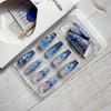 24Pcs Spring Press on Nails Medium Blue Gradient Fake Nails