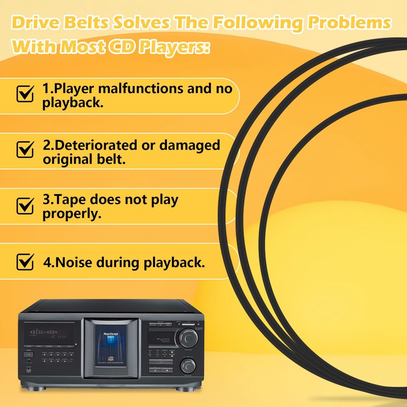 Upgrade 2 Door Belt CD Player Belts and 4 Drive