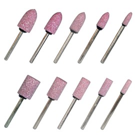 Pirhosigma Abrasive Stone Mounted Points Grinding Head Wheel Bits Polishing Rotary Tool Bullet and Cylinder Shaped Pink 3mm Shank 4, 6, 8, 10, 12 mm Head Size