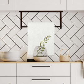 Colingmill Wall Mounted Wood Paper Towel Holder Wooden Roll Hanging Organizer Adhesive No Drill Under Cabinet Wood Paper Towel Holder Kitchen Towels Dispenser Rack