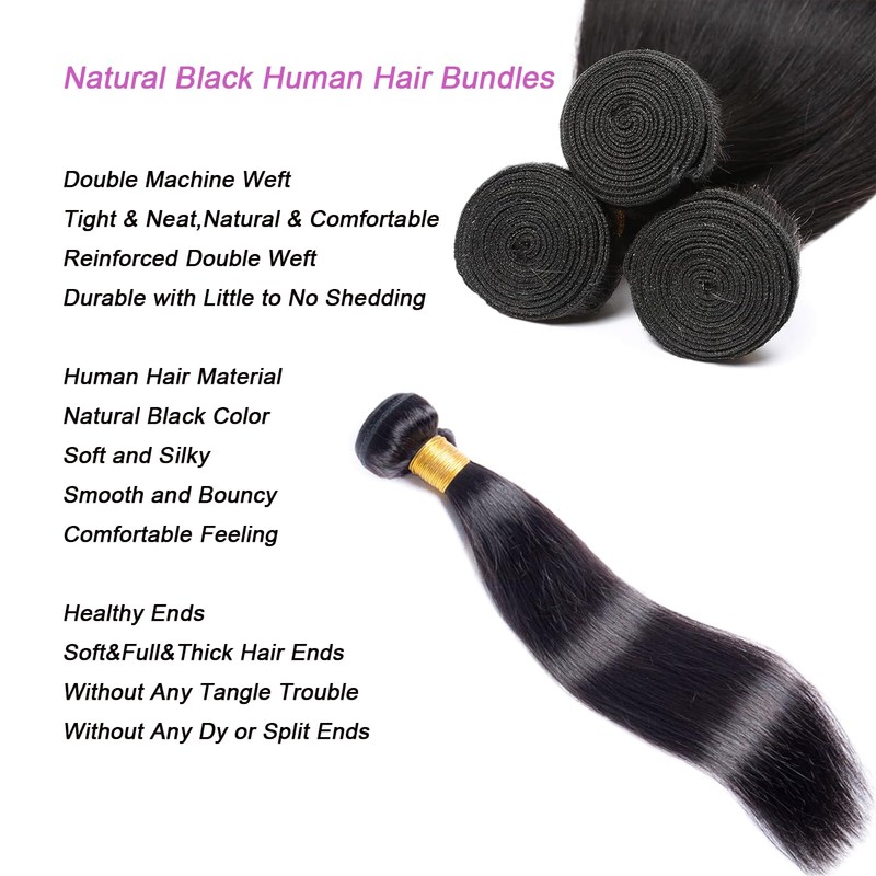 100% Unprocessed Human Hair Straight Bundles 12a Human Hair Extensions