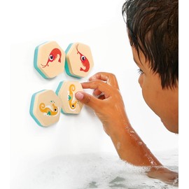 Ludi - Bath Game - 2-in-1 - Couple Animal Puzzle Puzzle Game from 18 Months - 24 Pieces Made of Waterproof Foam - Storage Container Included - Sea Theme