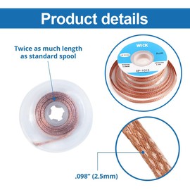 PYEUIFT Set of 6 Desoldering Braids - 1.5 m Copper Desoldering Wire (1.0/1.5/2.0/2.5/3.0/3.5 mm) | Ideal for Desoldering and Removing Solder at Solder Points | High Thermal Conductivity Soldering