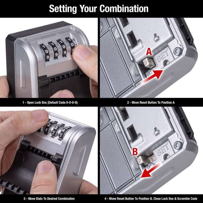 Master Lock 3 Inch Metal Body 4-Digit Locking Combination Wall