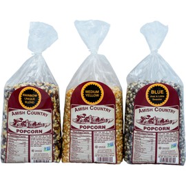 Amish Country Popcorn | 3-2 Lb bags - Rainbow, Medium Yellow & Blue Kernels | Old Fashioned, Non-GMO and Gluten Free