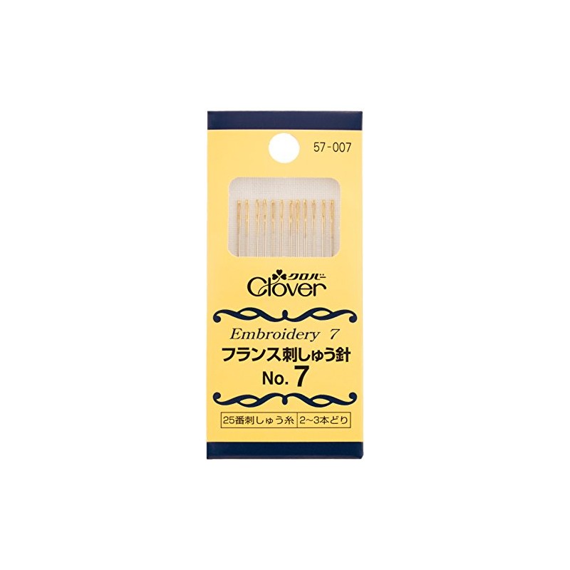 Clover 57-007 French Embroidery Needles No. 7 12 Pieces