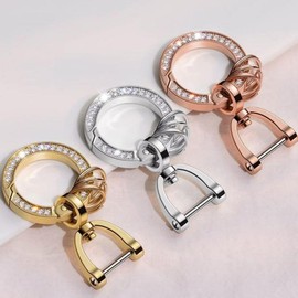 YOGOTI Women's Keychain, Key Ring, Key Chain, Ring, Round, Zinc Alloy, D-Shaped Ring, 360 Degree Rotation, Anti-Loss, Suitable for Men and Women, Present, Motorcycle, House Key, Bicycle and Car, gold