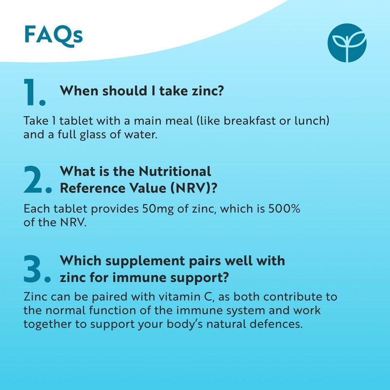 Nutravita Zinc Tablets 50mg – 120 High Strength Vegan Tablets