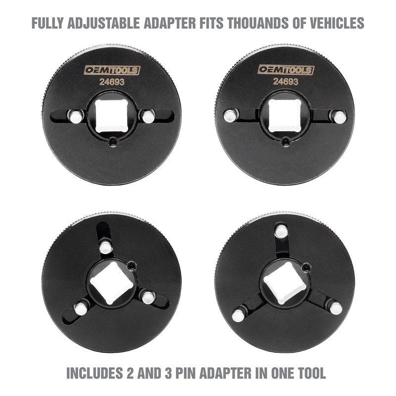 OEMTOOLS 24693 2 and 3 Pin Brake Rewind Adapter Set,