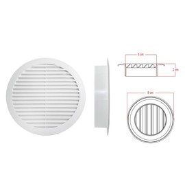 A2ZWORLD Round Ventilation Grille, Plastic Ventilation Grille, Air Outlet Grille, Equipped with Mosquito Net, Colour: White, Made in Italy (Diameter 80 mm, Height 20 mm, Hole 60 mm)
