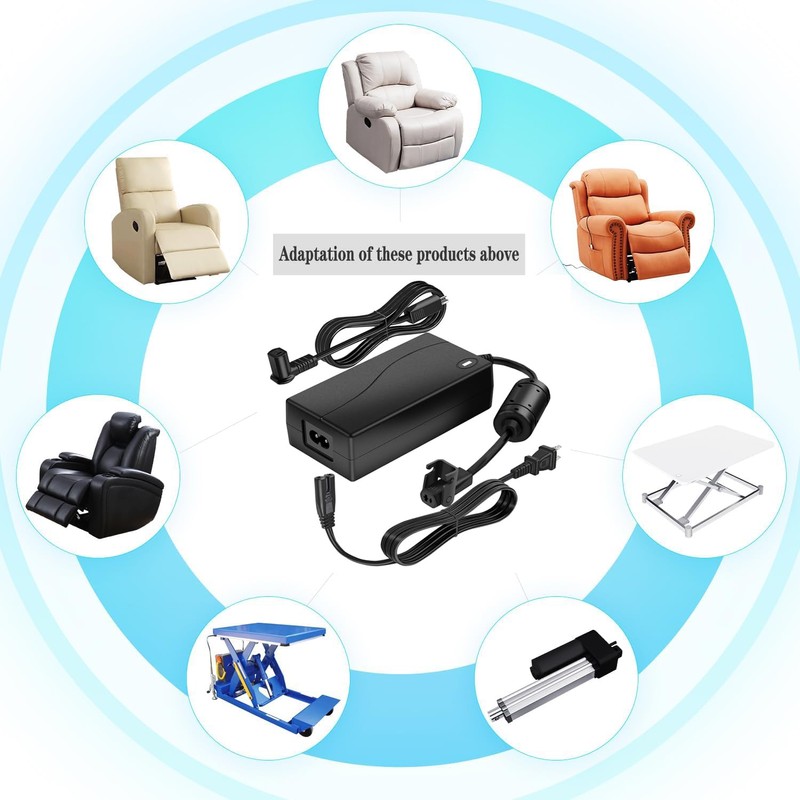 Recliner Universal Power Cord - with Extended L-Shaped Cable and