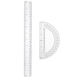 Ymapinc Protractor and Ruler Set, 12 Inch Plastic Ruler and 6 Inch Protractor Angle Finder Clear Large Math Geometry Set for Teacher School Classroom Home Office Supplies