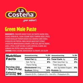 La Costeña Green Mole Sauce - Traditional Paste with Serrano Chiles & Spices - Mexican Food, Enchilada Seasoning, Meat Marinade, Rice, Tamale, Taco, Burger, Comida Mexicana - 8.25oz, 12 Pack
