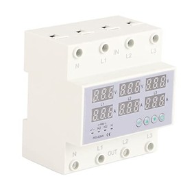 Voltmeter Ammeter, 3 Phase DIN Rail, with Digital Display Screen, DIN Rail Tester Meter, Automatic Reset, Surge Protection, Overcurrent Protection, AC 390-500V, Digital