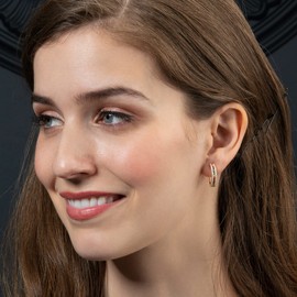 Namana Colorful Hoop Earrings for Women Colored Hoop Earrings for Women with Blue, Red, Green or Multicolor CZ Stones Colored Hoop Earrings for Women with Stones with Gift Box, Brass, Cubic Zirconia