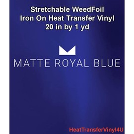 Stretchable WeedFoil Iron On Heat Transfer Vinyl 20 Inches by 1 Yard - Matte Royal Blue