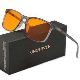 KINGSEVEN 99% Blue Light Blocking GlassesAluminum-Magnesium Frame High-end Business Glasses Fro Men Women7365 (Transparent)